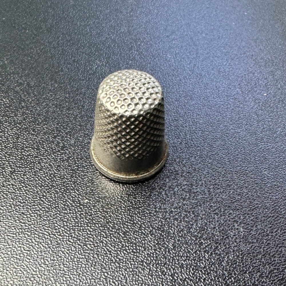 Vintage Silver Tone Metal Sewing Thimble Dimpled Finger Protector Notions Tool